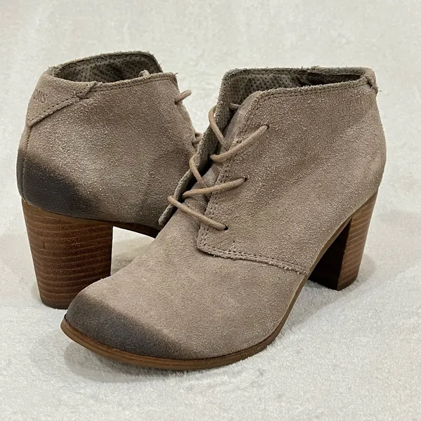 Toms Tan Lunata Suede Lace-Up Heeled Booties Size 7 - Image 2