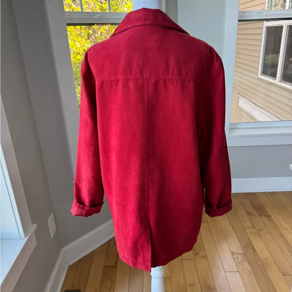 Vintage Coaco Red Faux Suede Chore Coat Utility Jacket Fully Lined Size Small - Image 5