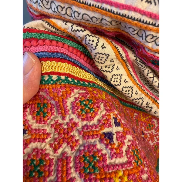 Free People Vintage Boho‎ Dress 2 Knit Bodice Fit Flare Festival Embroidered - Image 6
