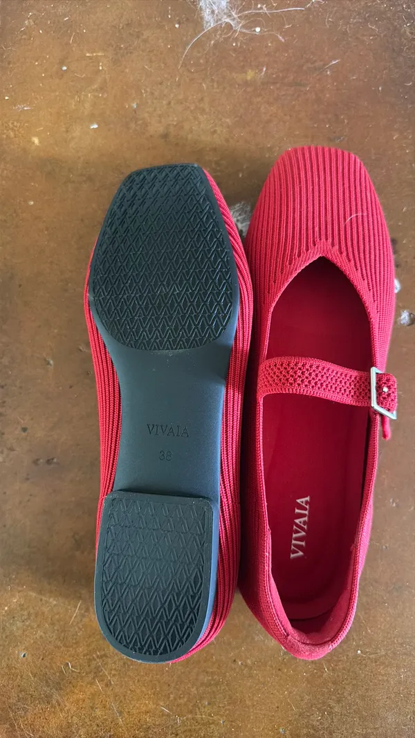 VIVAIA Red Knit Mary Jane Flats – Size 38 - Image 5