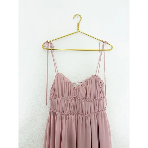 Anthropologie O.P.T Gigi Midi Dress Size Medium Pink Open Back Chiffon Wedding - Image 5