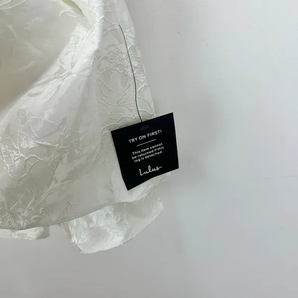 Lulus Radiant Flair Ivory Floral Jacquard Bustier Skort Romper Bridal XS NWT - Image 8