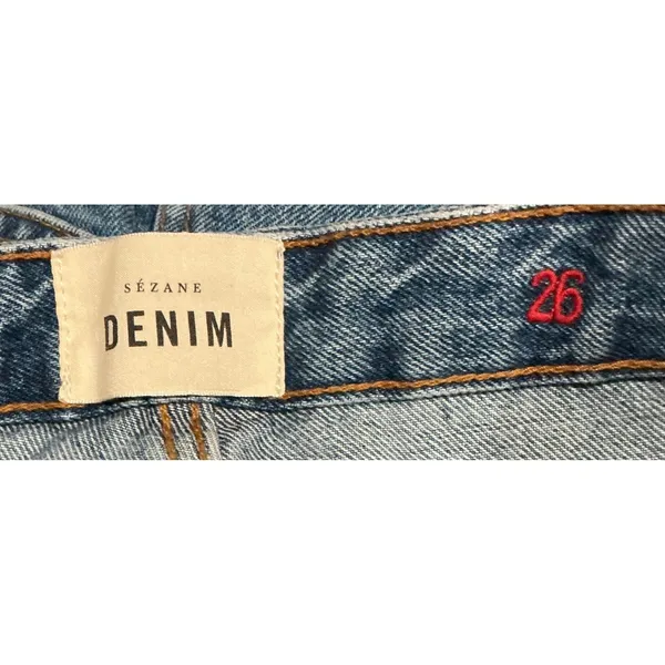 Sezane Brut Sexy Jeans Denim Blue High Rise Straight Leg Organic Cotton Size‎ 26 - Image 7