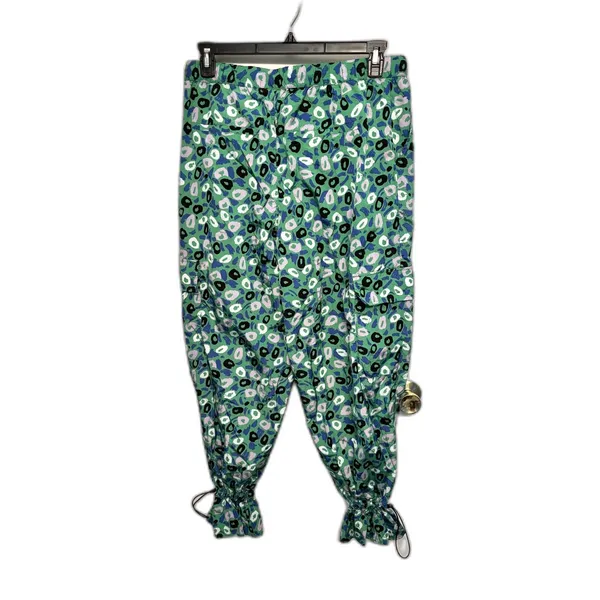 Diane Von Furstenberg Jogger Cargo Pants L Green Harem Bloomer Ankle Tie DVF - Image 2