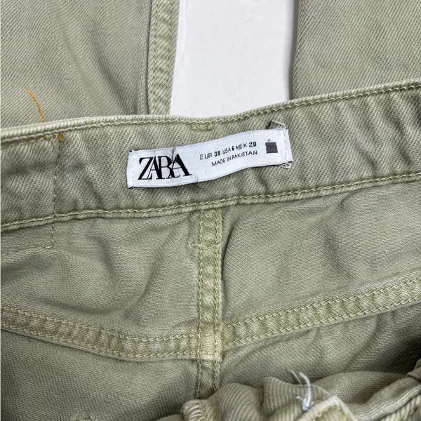 Zara Sage Green High Waisted Tapered Mom Jeans - Image 2