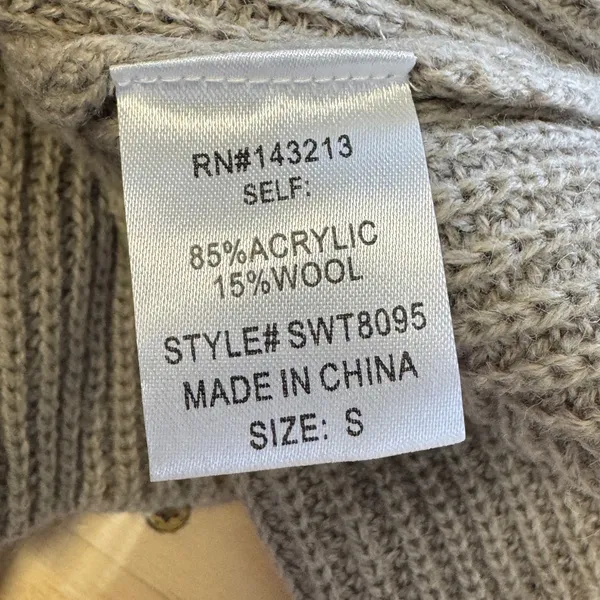 NWT Miss Love Taupe Ribbed Quarter Zip BoxySweater Vest SWT8095 Small - Image 7