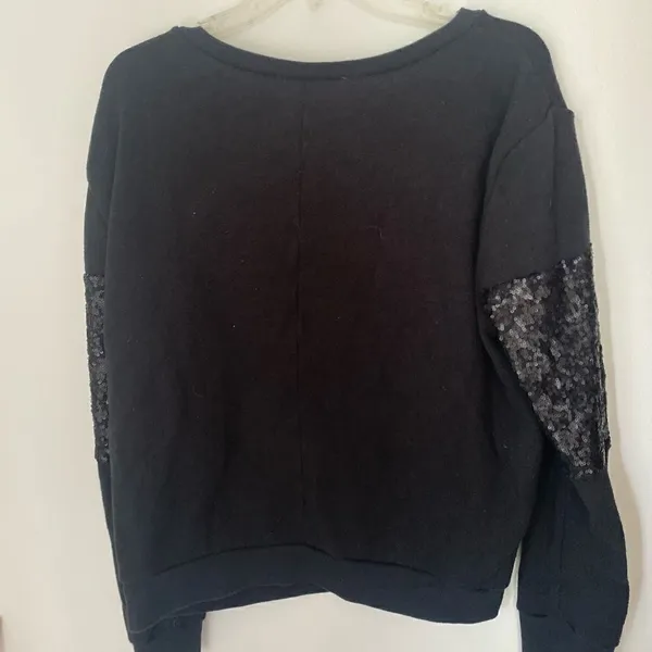 Victoria's Secret Black Sequin Panel Sweatshirt Pullover Size Medium - Image 12