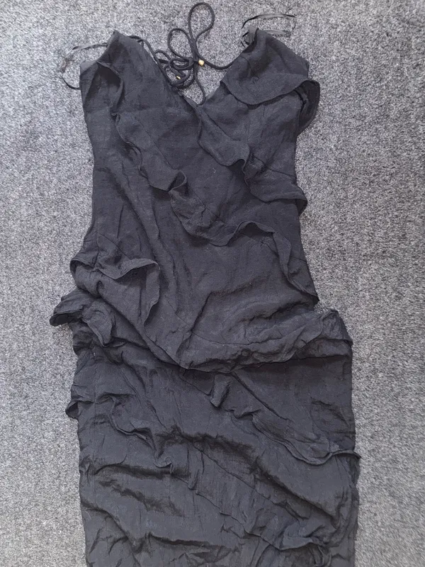 Hill House Billy J Ruffle Tiered Halter Maxi Dress Sz 10 Goth Romantic Cocktail Romantic - Image 4