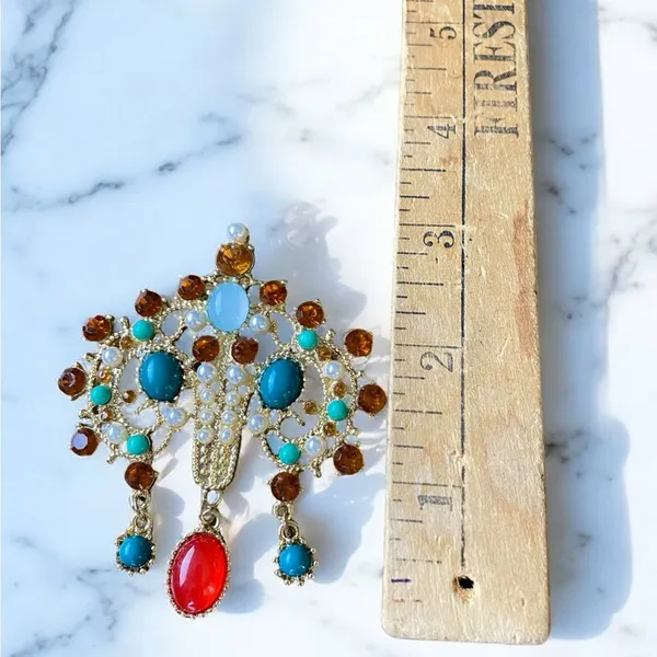 Vintage Inspired Multicolor Statement Brooch NEW - Image 3