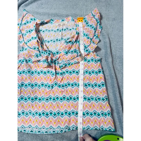 Paloma Blue Rent the Runway Silk‎ Pink Blue Sophia Top Size Medium Flowy Spring - Image 4