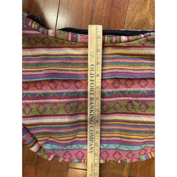 Antik Kraft Bohemian-Style Hobo Shoulder Bag Woven Colorful Pattern Black Strap - Image 8