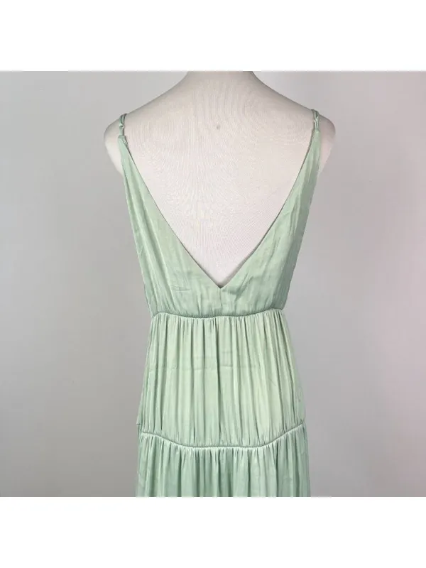 NWOT Farm Rio Tiered Ruffled Sleeveless V-neck Midi Dress Green Sz M - Image 11