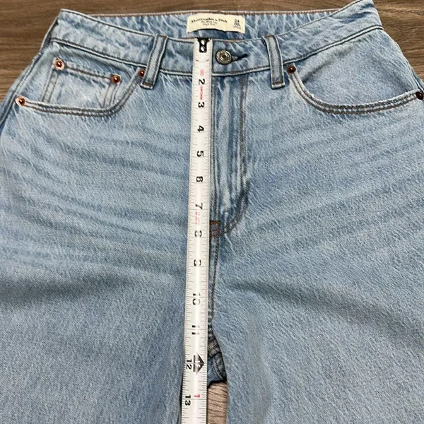 Abercrombie & Fitch Wide Leg High Rise Curve Love Blue Jeans Size 24 - Image 13
