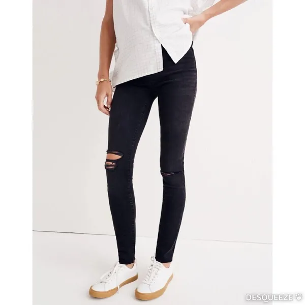 Madewell Maternity Jeans Size 27 Black Sea Over Belly Skinny‎ Alternative Grunge - Image 12