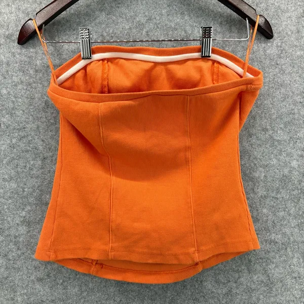 By Anthropologie Vibrant ribbed Knit tube Top medium orange - Image 2