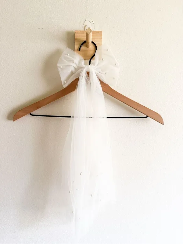 Anthro BHLDN Halter Pearl Embellished Mini Dress Size M with Pearl Bow Clip - Image 7
