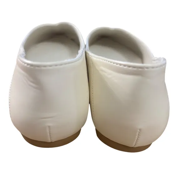 Tahari Flats 6.5 Paris Off White Pointed Toe Vegan Leather Ballet Shoes - Image 4