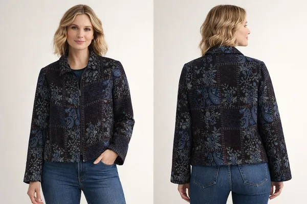 Portrait vintage quilted jacket Purple Size L - Image 4