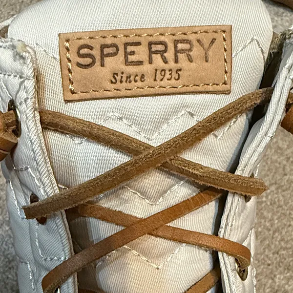 Sperry Women's White and Tan Lace Up Duck Boots Size 7.5 - Image 11