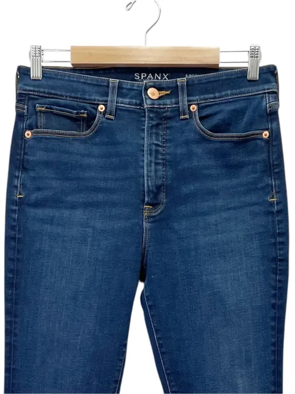 Spanx 5 Pocket High Rise Straight Jeans Size 29 Dark Wash Stretch Denim Blue - Image 4
