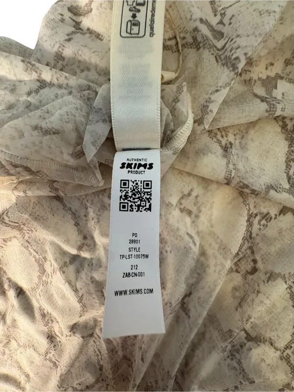 NWT SKIMS Milky Sheer Tunic M Stone Pastel Snake Print Mock Neck Mesh Rare - Image 11