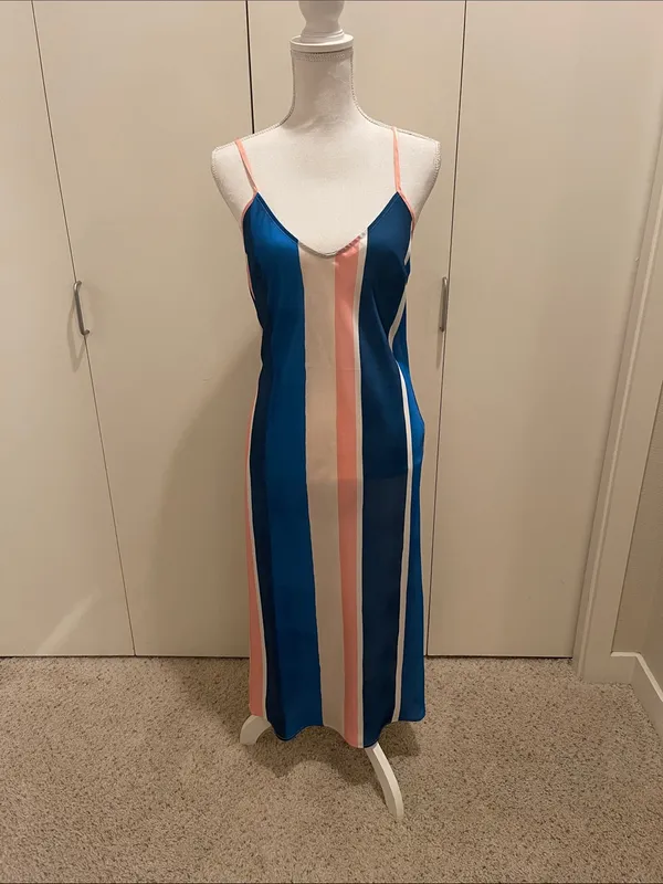 Lemlem x H&M blue striped satin dress size Small NWT #33 - Image 2