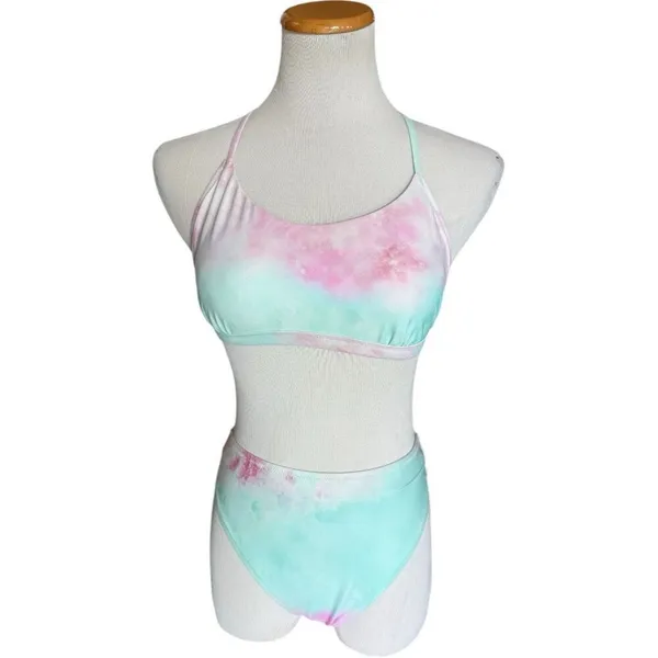 New Womens CUPSHE High Waisted Tie Dye Tummy Control Bikini Swimsuit M/L - Image 5