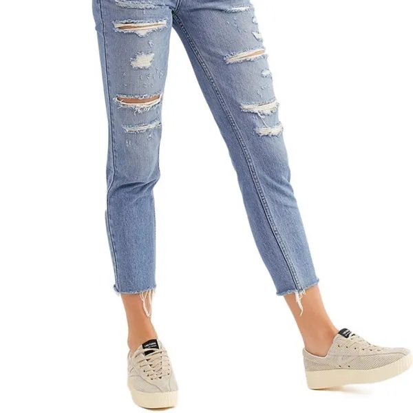 Free People We The Free Blossom Distressed Rigid Skinny Jeans in Blue Size‎ 28 - Image 4