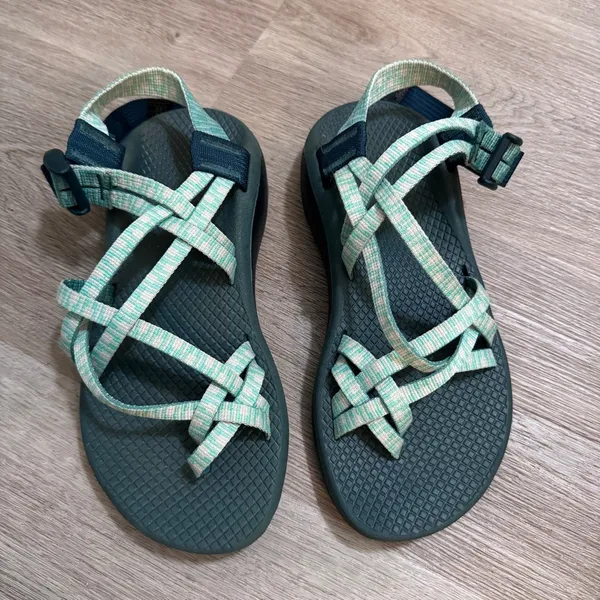 Chacos ZX2 Women’s 6 Sandals Hiking Outdoor Green Blue - Image 2