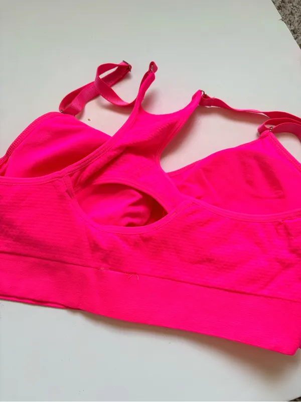 Neon Pink & Neon Coral Seamless Sports Bralettes - Women Intimates XL - Image 3