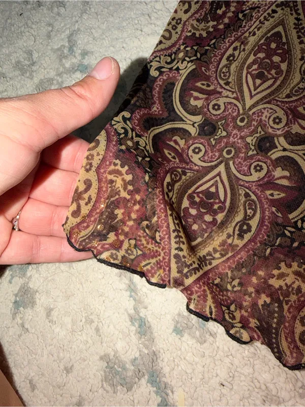 A Byer Y2K Paisley Ruffle Hem Skirt Gold Rhinestone Embellished Medium - Image 4