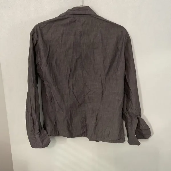 Express Womens Button Down Shirt Charcoal Gray Stretch Slim Fit Size 5/6 - Image 3