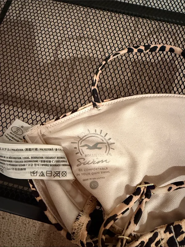 Hollister Leopard Print Bandeau Tank Top with Straps - Beige/Black - Image 3