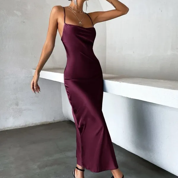 New Shein Cami Satin Backless Midi Dress Us4 - Image 5