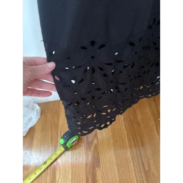 Caroline Constas Black‎ Cotton Eyelet Peplum Maxi Dress Small Smocked Back 53in - Image 3