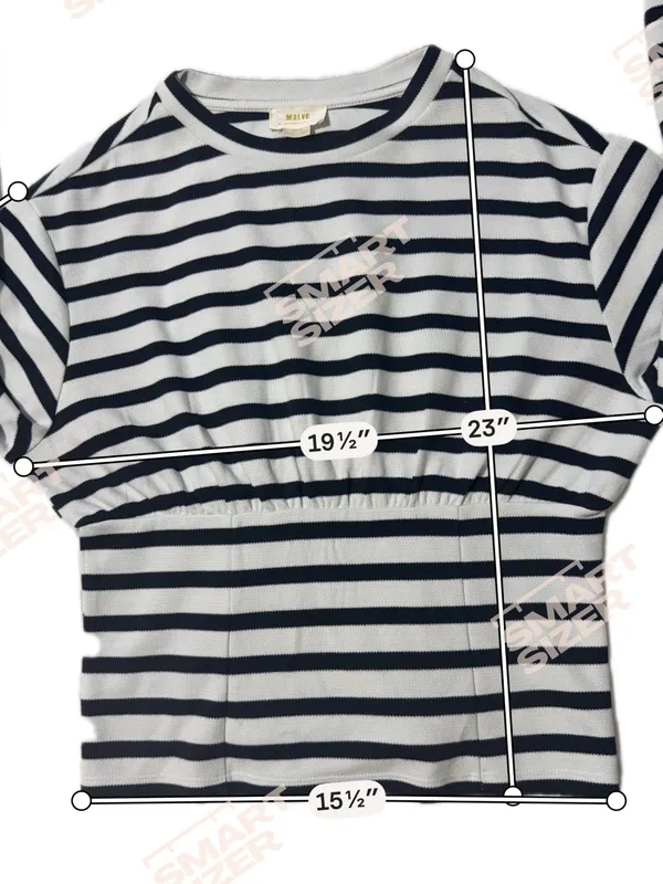 Anthropologie Maeve Striped Cinched Waist Long Sleeve Top M Black White - Image 8