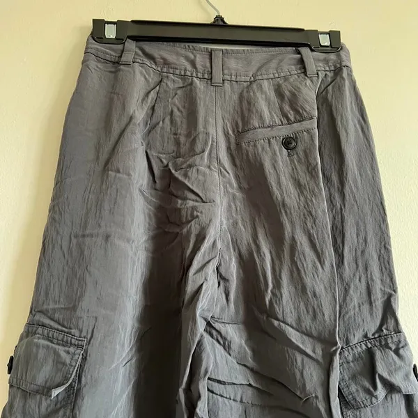 Madewell the petite harlow wide-leg cargo pant size 00P gray viscose - Image 7