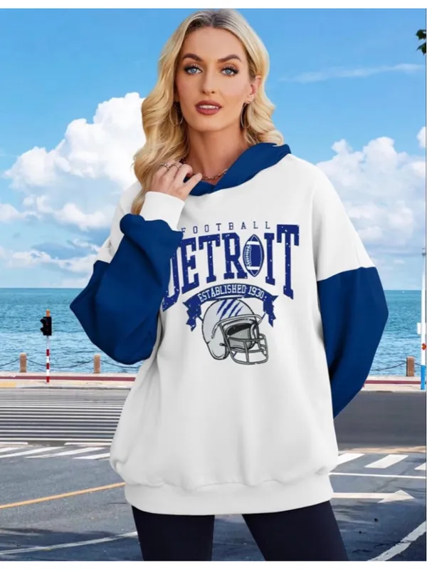 NEW Game Day Detroit Hoodie Football Graphic Pullover Sweatshirt M - Image 3