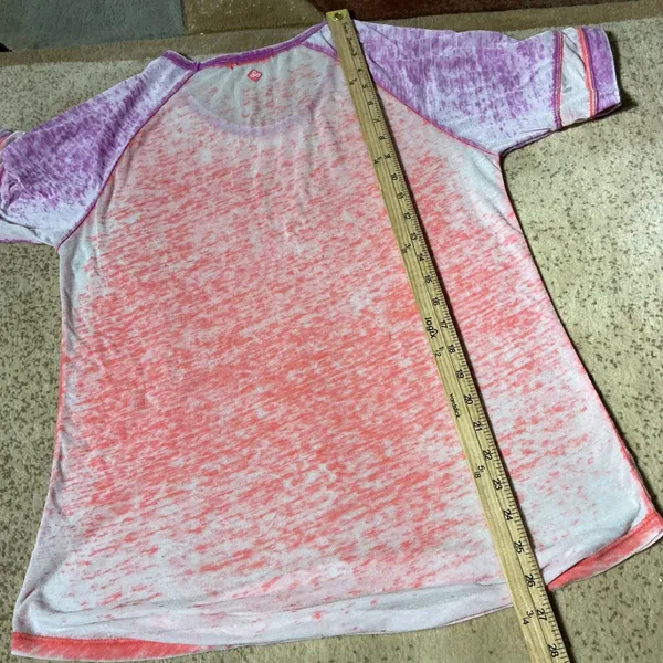Prana Burnout Raglan Baseball‎ T-Shirt Womens Medium Coral Purple Sporty Active - Image 4