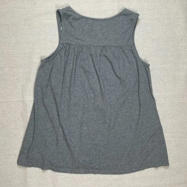 Croft & Barrow | 100% Cotton Grey Embroidered Sleeveless Top | Large - Image 2