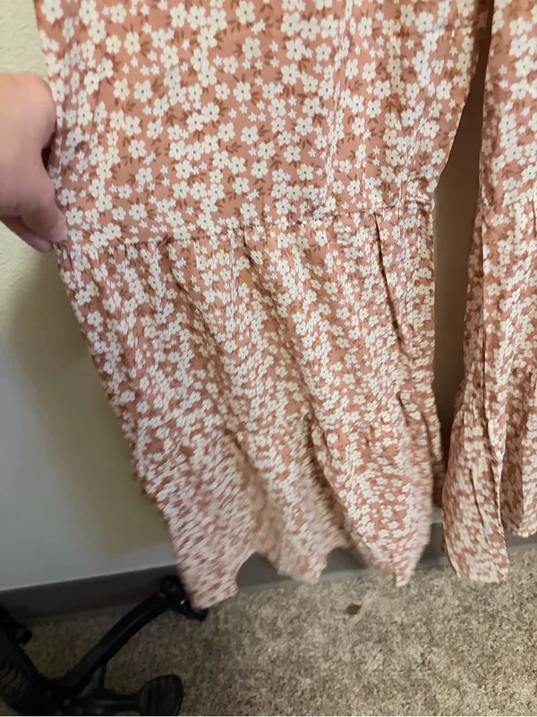 Women's large Mauve Pink Ditsy Floral Smocked Wide-Leg Jumpsuit - Image 5