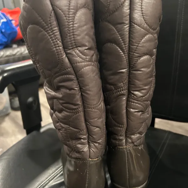 Coach Women's Quilted Dark Brown Boots - Image 6