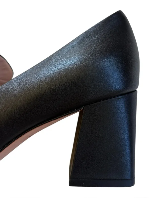 EUC Kate Spade Leather Alia Heels Black Silver Buckle Size 6.5 - Image 6