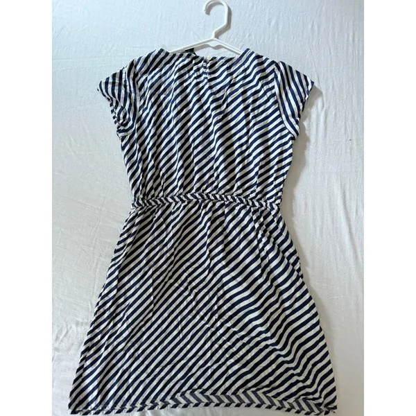 J.Crew Navy Blue White Striped Short Sleeve Pocket‎ Dress Size 2 Nautical Casual - Image 6