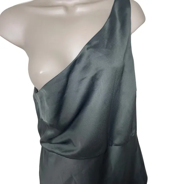 BHLDN Dylan One-Shoulder Satin Side-Slit Gown Green sz 8 - Image 6