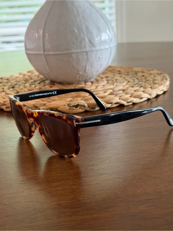 Authentic Tom Ford Leo TF336 55J Havana Black Rectangle Sunglasses Unisex - Image 12