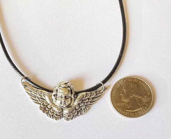 Handmade aesthetic vintage goth romance angel/cherub Unisex simple necklace👼🖤 - Image 3