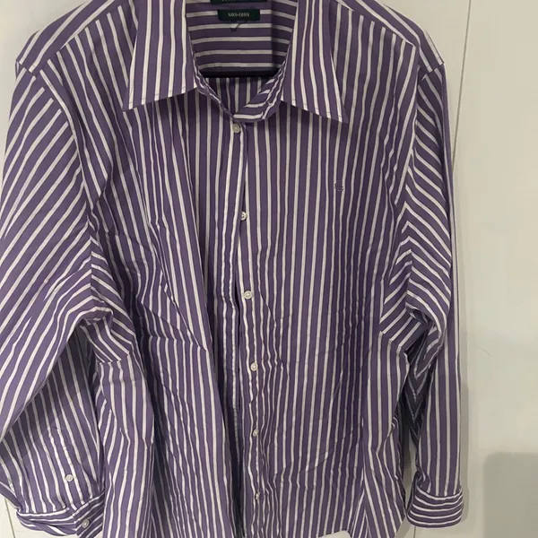Ralph Lauren Lavender and White Striped Button-Down Shirt no size pit to pit 26 - Image 8