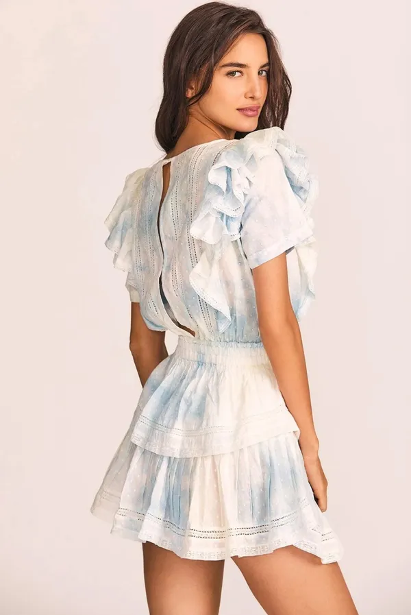 LoveShackFancy Lily Pond Natural Hand Dye Natasha Tie-Dye Mini Dress - Image 3