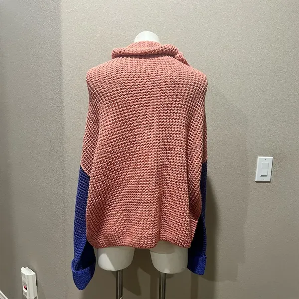 Free People Women's M Colorblock Chunky Turtleneck Sweater Multicolor - Image 10
